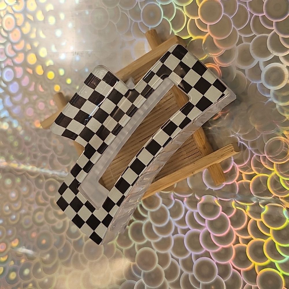 Black and White Checkered Hair Clip